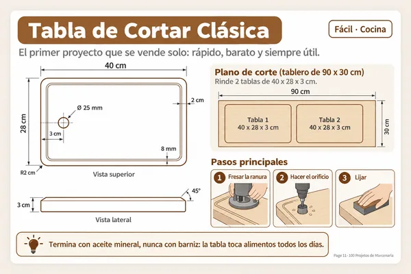 Ficha de la tabla de cortar con medidas